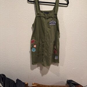 Zara Olive Green Women's Overalls with Patches